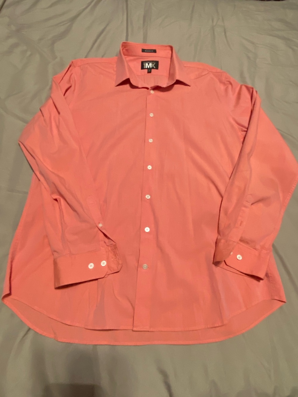 Express Men's Coral-Orange Dress Shirt